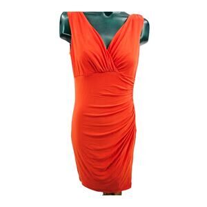 Lauren Ralph Lauren Orange Sleeveless Stretch Mini Dress Women's 6 3629